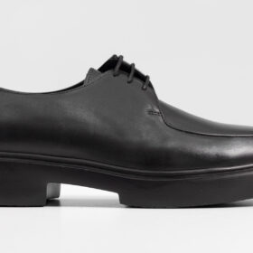 Ανδρικό δερμάτινο παπούτσι δετό S-5021 Black