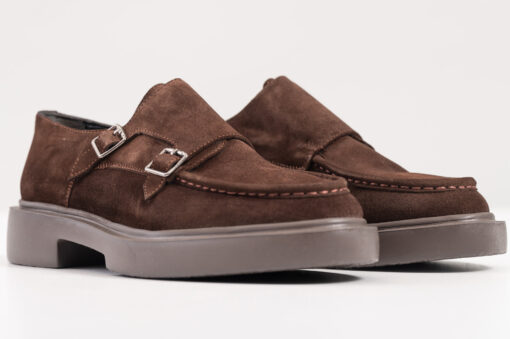 Ανδρικό δερμάτινο loafer double monk s-5018 brown