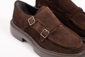 Ανδρικό δερμάτινο loafer double monk s-5018 brown